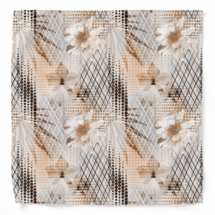 Grey, beige tropical pattern. bandana