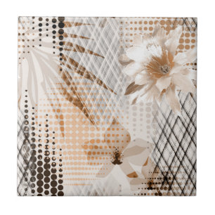 Grey, beige tropical pattern. ceramic tile