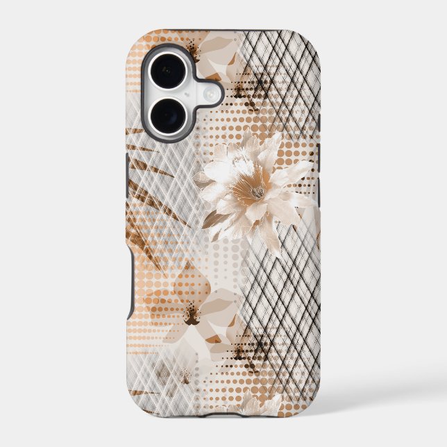 Grey, beige tropical pattern. iphone case (Back)