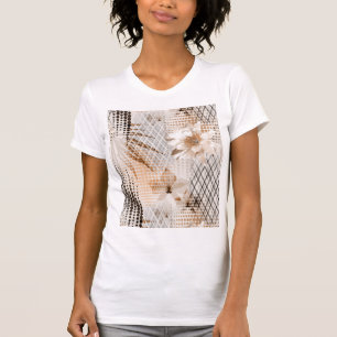 Grey, beige tropical pattern. T-Shirt