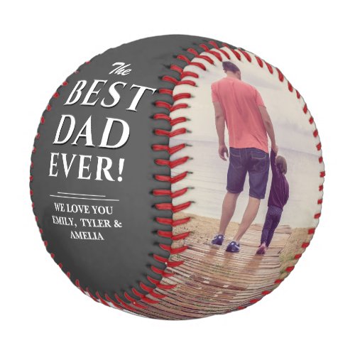Grey Best Dad Ever Fathers Day 2 Photo Collage Baseball