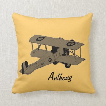 Grey Biplane Kids Room Toss Pillow by justbecauseiloveyou at Zazzle