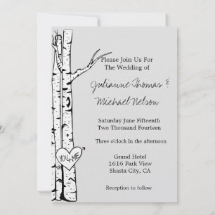Grey Birch Trees Wedding Invitation