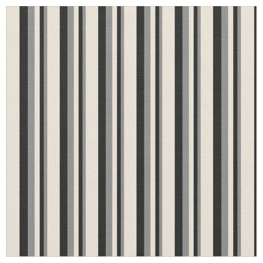 Grey, Black, and Bisque Pattern of Stripes Fabric