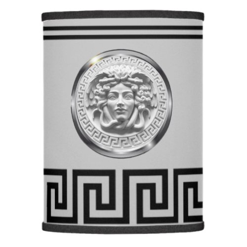 Grey Black and Silver Medusa with Greek Key Lamp Shade