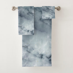 Grey Black and White Marble Pattern Bath Towel Set