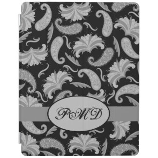 Grey Black Art Deco Parisian Paisley Monogram iPad Smart Cover