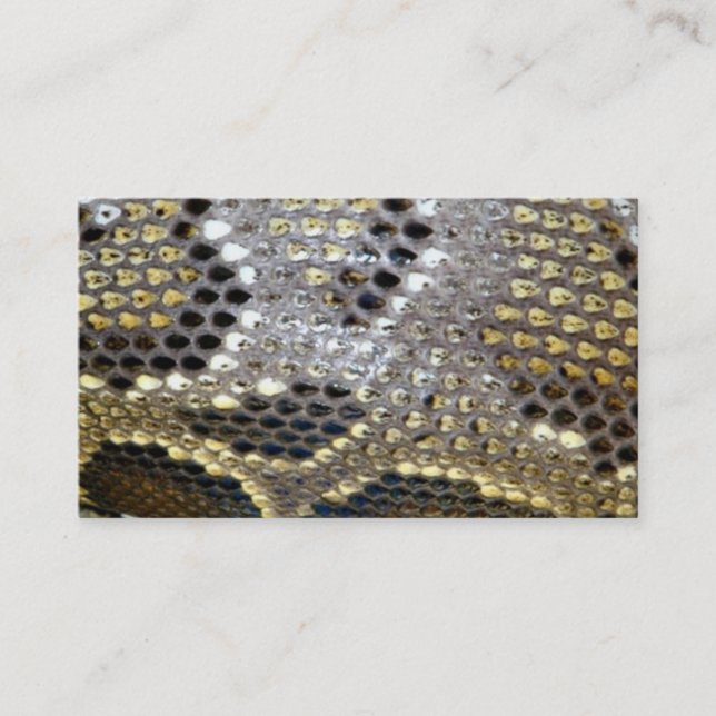grey black beige animal pattern snake print business card (Front)