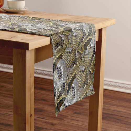 grey black beige animal pattern snake print short table runner