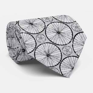 Grey Black - Bike Wheels Pattern Neck Tie