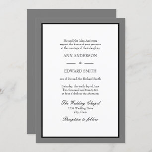 Grey Black Border - Bride Wedding Invitation