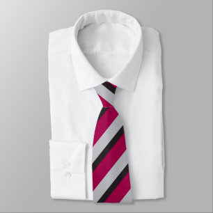 Grey Black & Burgundy Regimental Stripe Tie