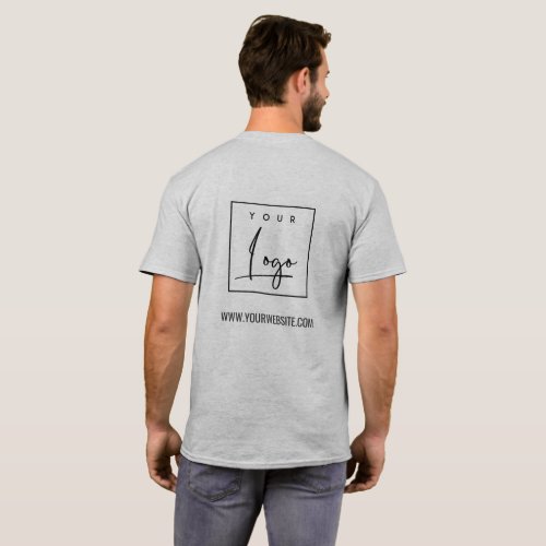 Grey Black Business Add Your Logo Name Website T_Shirt
