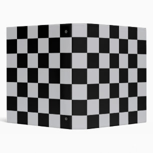 Grey Black Check Pattern Design 3 Ring Binder