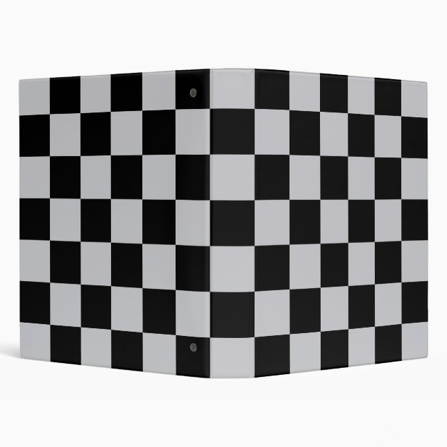 Grey Black Check Pattern Design 3 Ring Binder (Background)