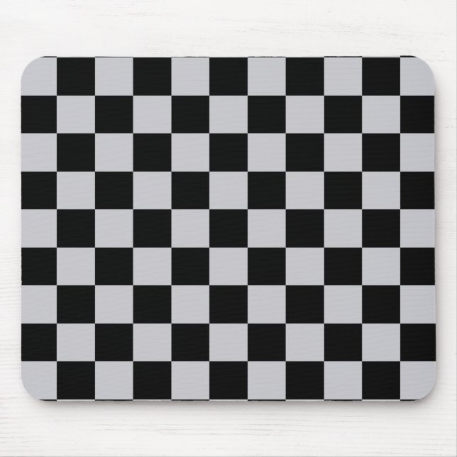 Grey Black Check Pattern Design Mouse Pad (Front)