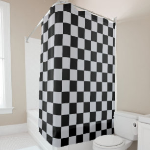 Grey Black Check Pattern Design Shower Curtain