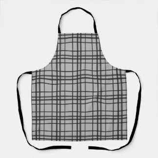 Grey black checkered lines apron