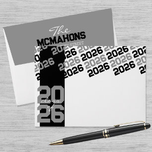 Grey & Black Class of + Return Address Graduation Envelope