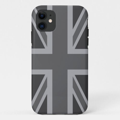 Grey Black Classic Union Jack BritishUK Flag iPhone 11 Case