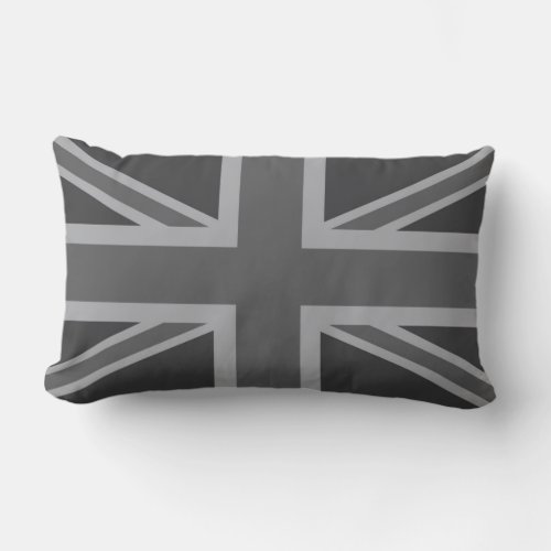 Grey Black Classic Union Jack BritishUK Flag Lumbar Pillow