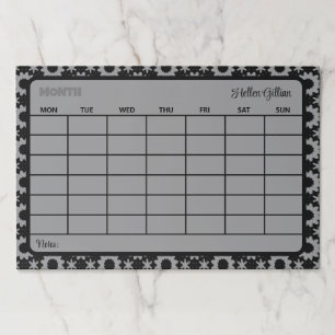 grey black custom month calendar  paper pad