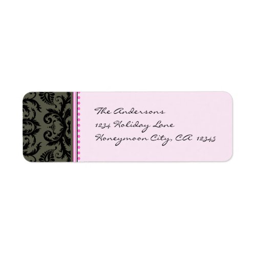 Grey  Black Damask Dots Pale Pink Address Labels