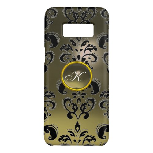 GREY BLACK DAMASK GEMSTONE MONOGRAM Floral Case_Mate Samsung Galaxy S8 Case