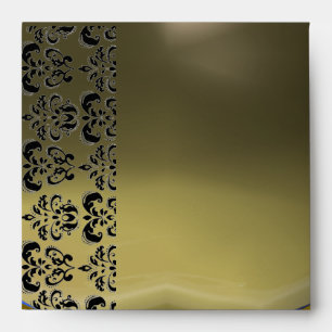 GREY BLACK DAMASK , RED RUBY Gold Envelope