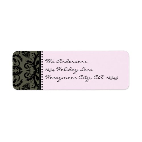 Grey  Black Damask Swirl Pale Pink Address Labels