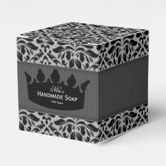 Grey & Black Damasks Handmade Soap Favor Boxes