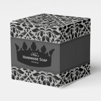 Grey & Black Damasks Handmade Soap Favor Boxes by Allita at Zazzle