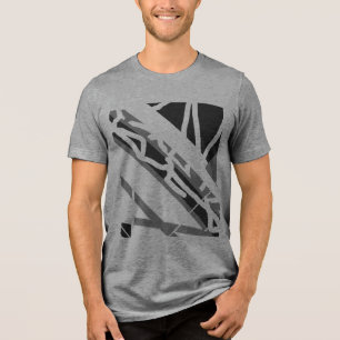 Grey Black Diagonal Shapes Abstract Art MCM Look Tri-Blend Shirt