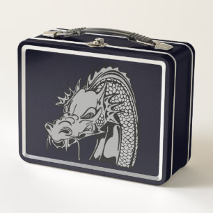 Grey & Black Dragon Metal Lunch Box