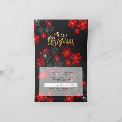 Grey Black Glitter Sparkles Merry Christmas Custom Invitation