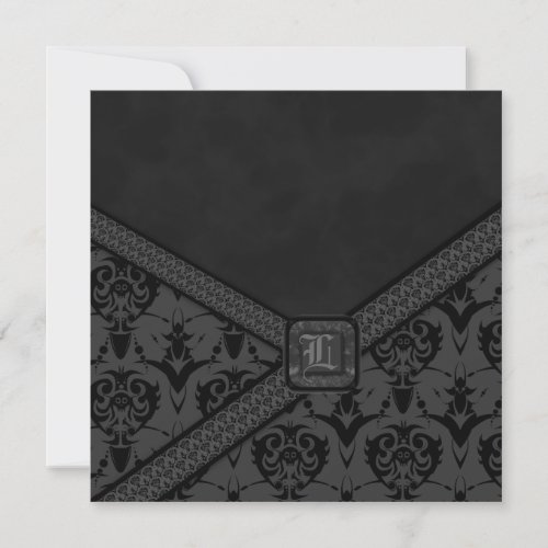 Grey &amp; Black Goth Lace Wedding Personalized Invite