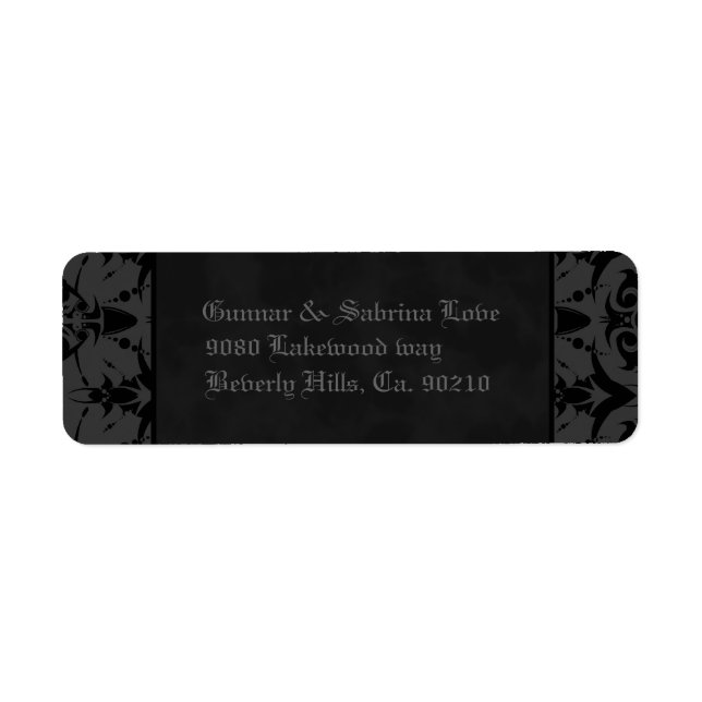 Grey & Black Goth Lace Wedding Label (Front)