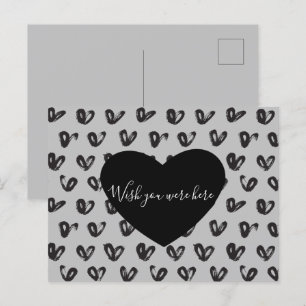 Grey Black Hearts Postcard