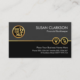 Grey Black Layer Gold Numbers Calculator Business Card