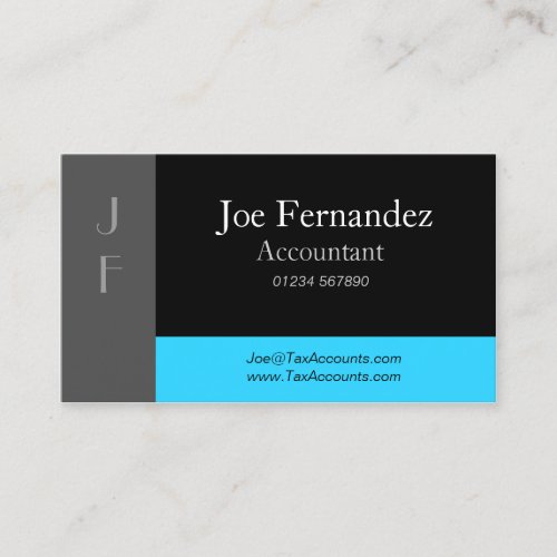 Grey Black &amp; Light Blue Professional Business Card
