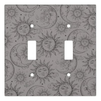 Grey Black Magic Vintage Celestial Sun Moon Stars