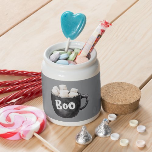 Grey Black Marshmallows Boo Candy Jar