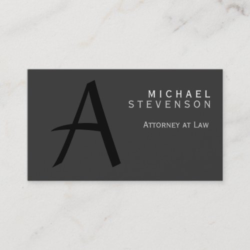 Grey Black Monogram Attorney at Law Business Card