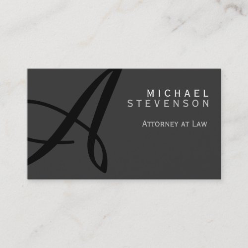 Grey Black Monogram Attorney Lawyer Business Card