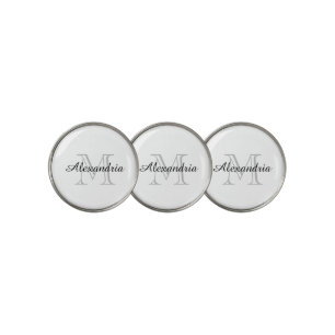 Grey Black Monogram Golf Ball Marker