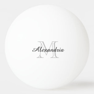 Grey Black Monogram Ping Pong Ball