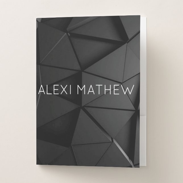 Grey black mosaic geometric  design  notebook pocket folder (Front)