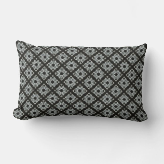 Grey black pattern lumbar pillow (Front)