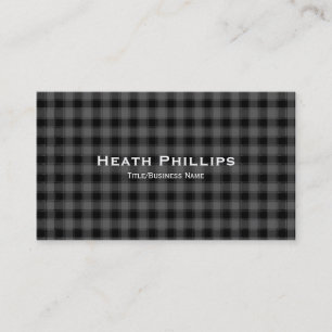 Grey & Black Plaid Checkered Business Cards
