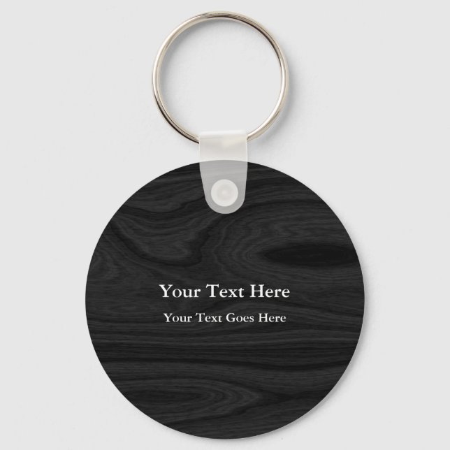 Grey Black Plain Elegant Modern ADD TEXT Keychain (Front)
